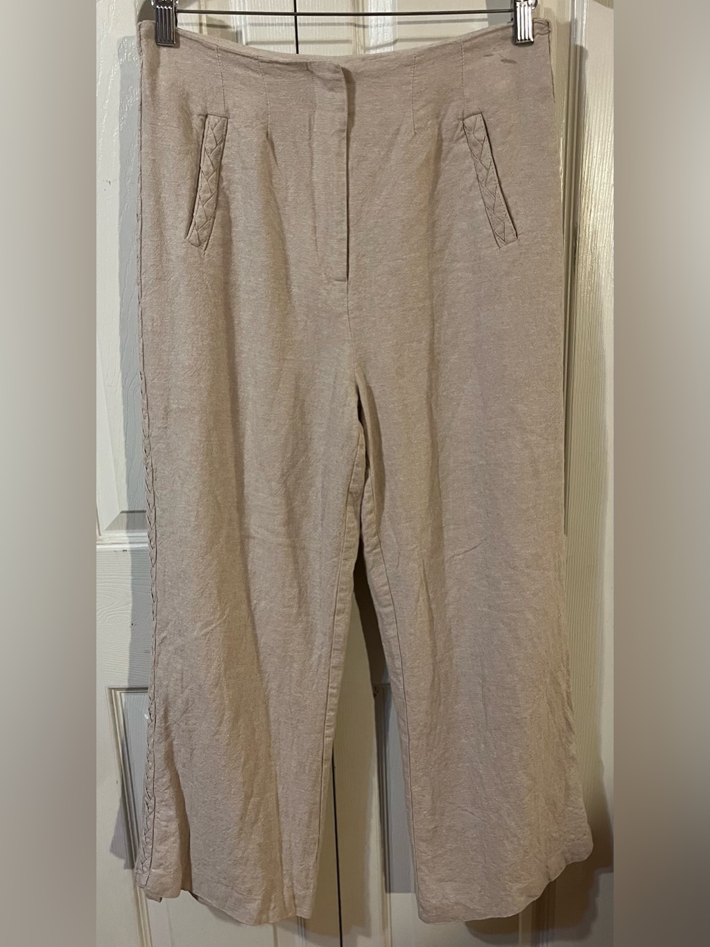 Jason Wu Linen Blend Braided Detail High Waist Wide Leg Lined Pant Nwot’s (4)